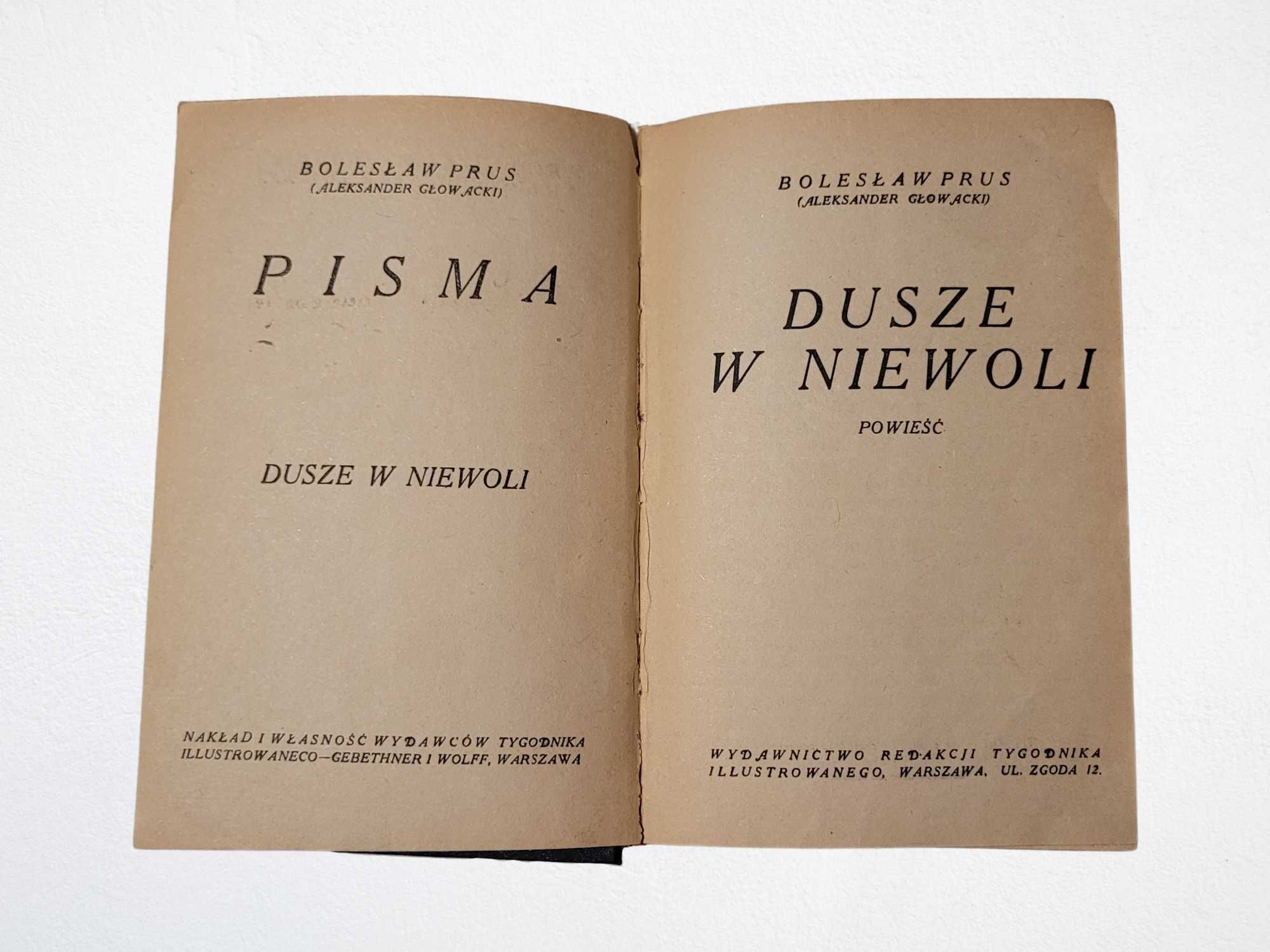 Dusze w niewoli - powieść Bolesława Prusa - wydanie z lat 20. XX wieku