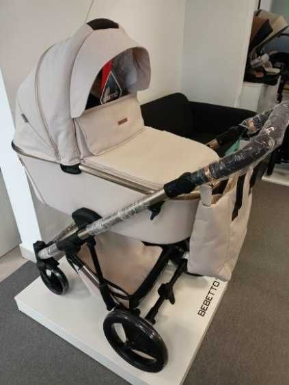 Nowość BEBETTO Premium Class wózek LOREN BISCOTTI Beżowy 2w1/3w1/4w1