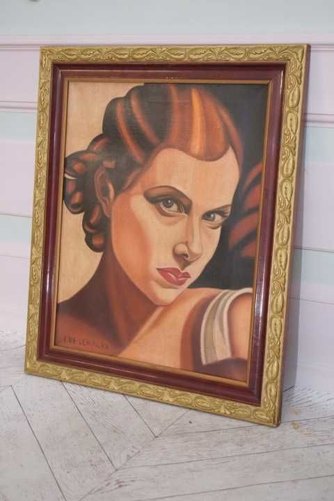T De Łempicka - Portret Kobiety - Dama Arystokratka - Obraz Olejny