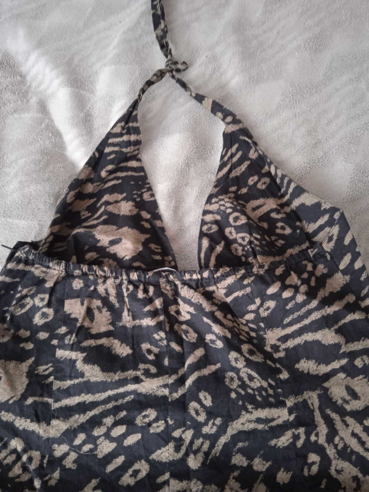 Sukienka letnia bez pleców H&M khaki