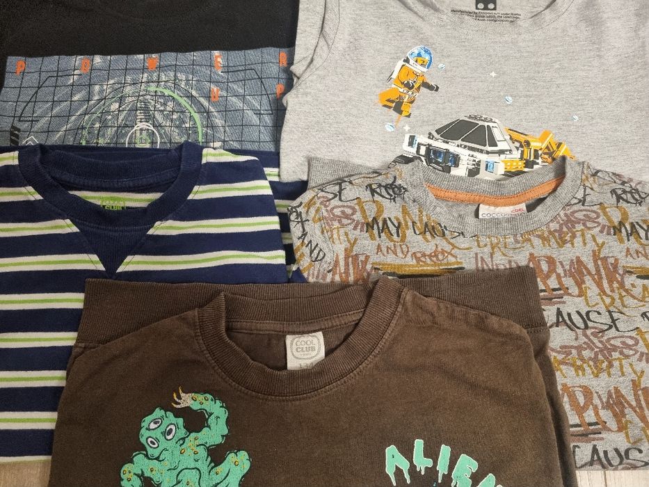 5 bluzeczek chłopięcych na długi rękaw w rozmiarze 134