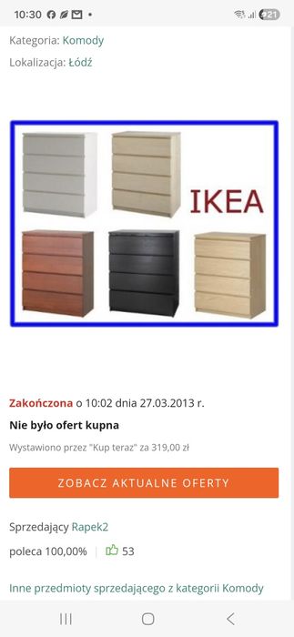 Komoda Ikea Malm ciemny brąz