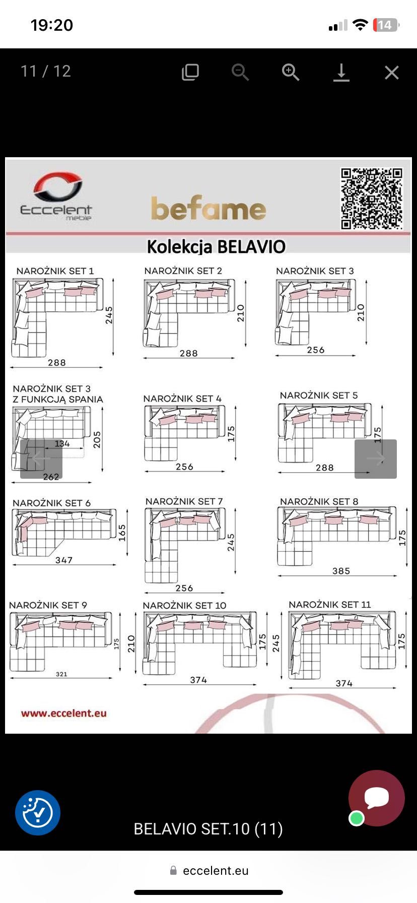 Narożnik Befame Belavio Set 1 Prawy