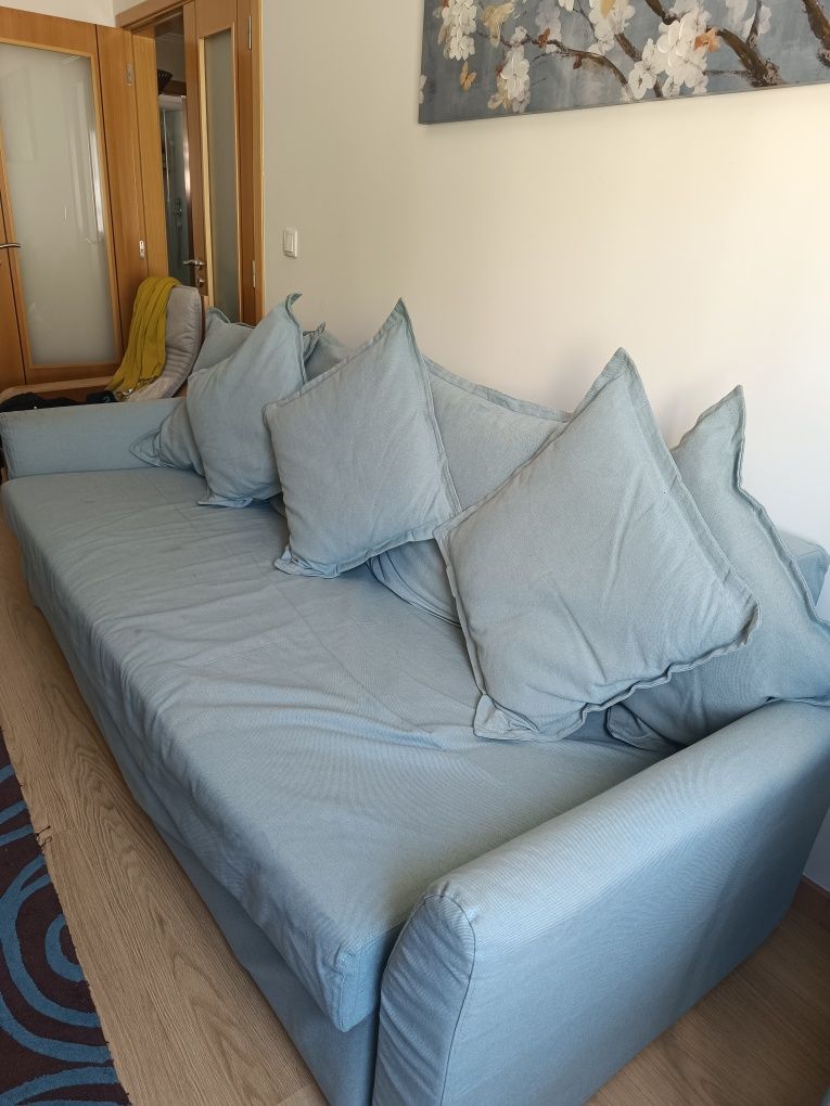 Sofá cama 3 lugares azul