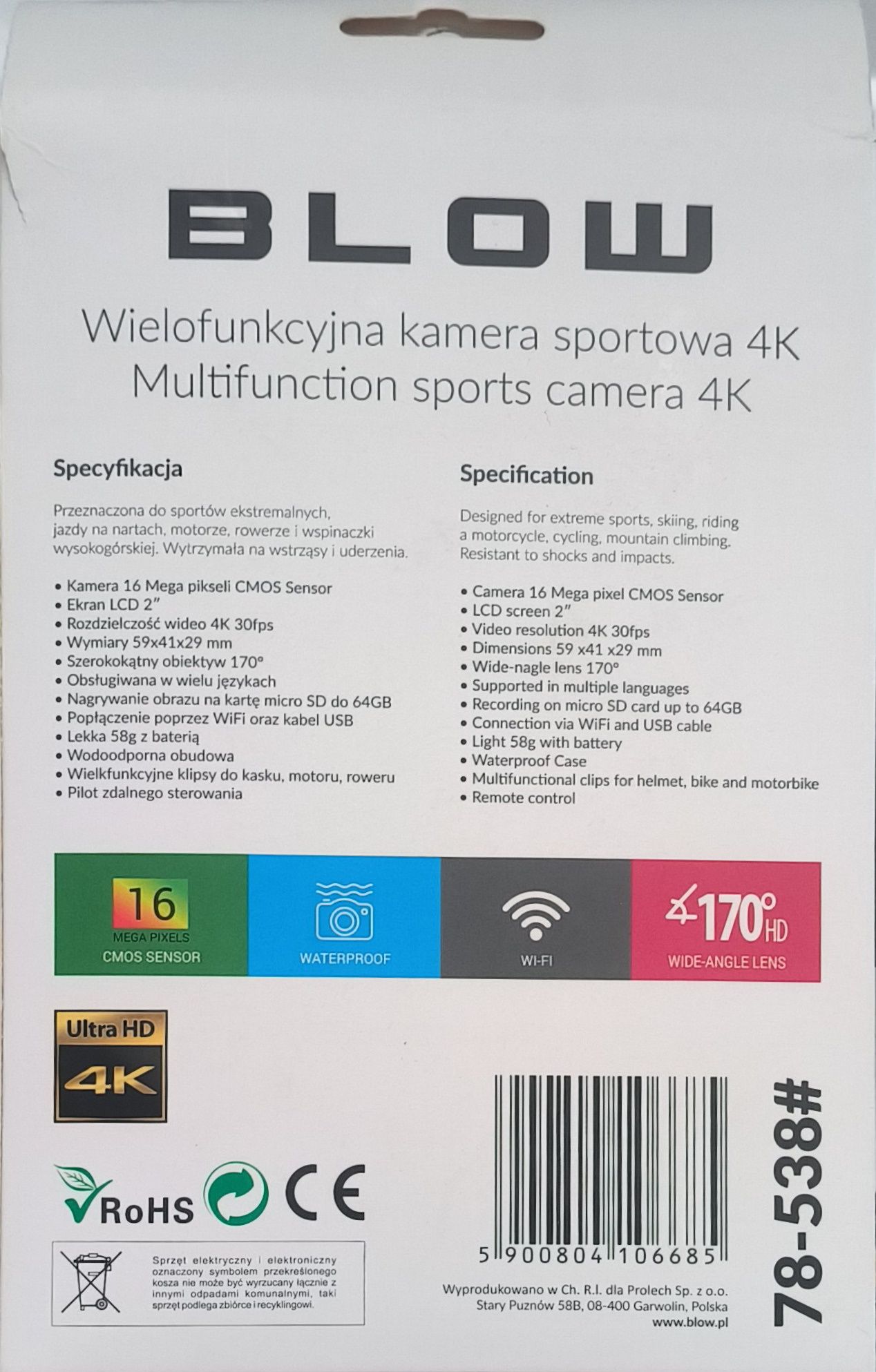 Kamera sportowa BLOW GoPro4U WiFi