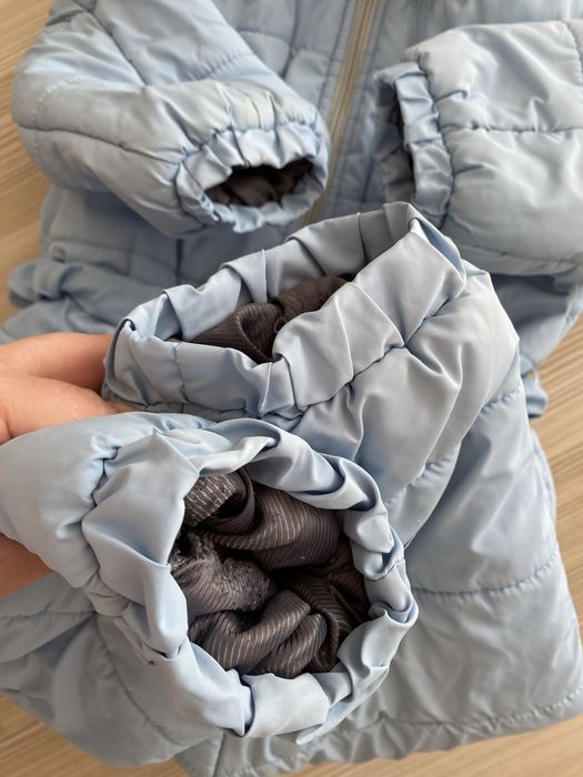 Зимний голубой комбинезон с мехом на 2 года