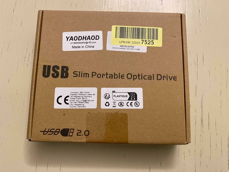 Zewnętrzny napęd CD DVD, przenośny dysk optyczny USB 2.0 czytnik CD RW