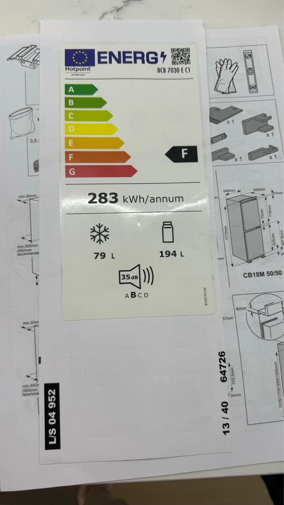 Frigorífico combinadoEncastrar Hotpoint