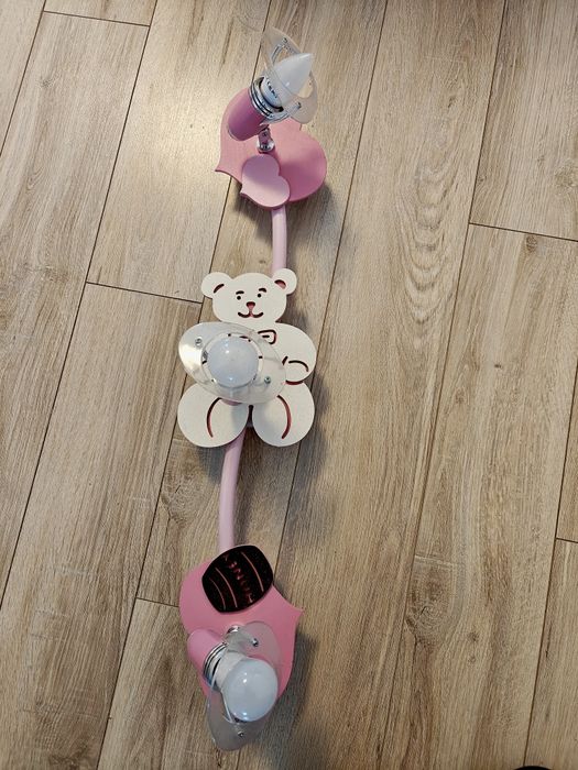 Lampa różowa, miś do pokoju dziecięcego