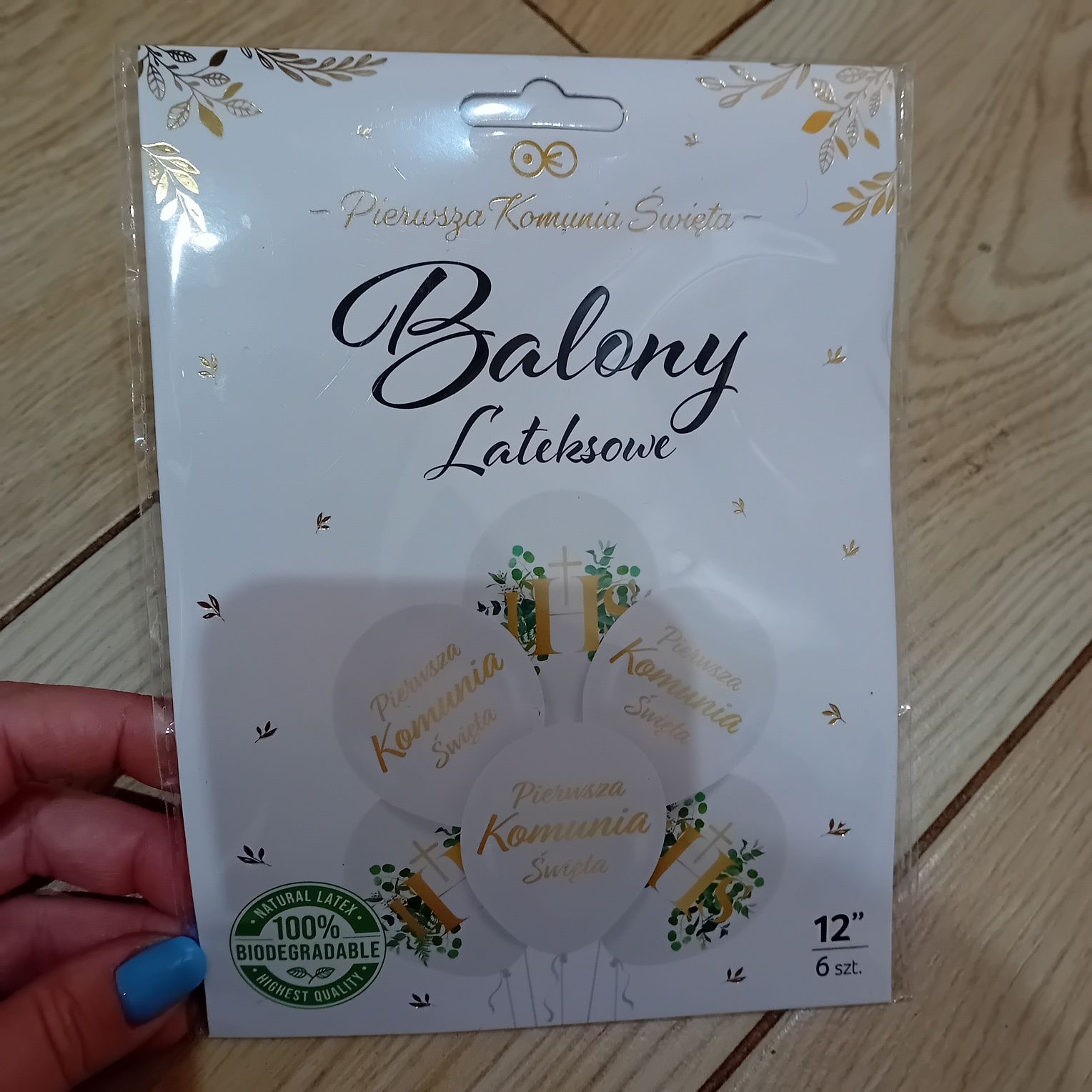 Balony komunia święta 6 sztuk z motywem