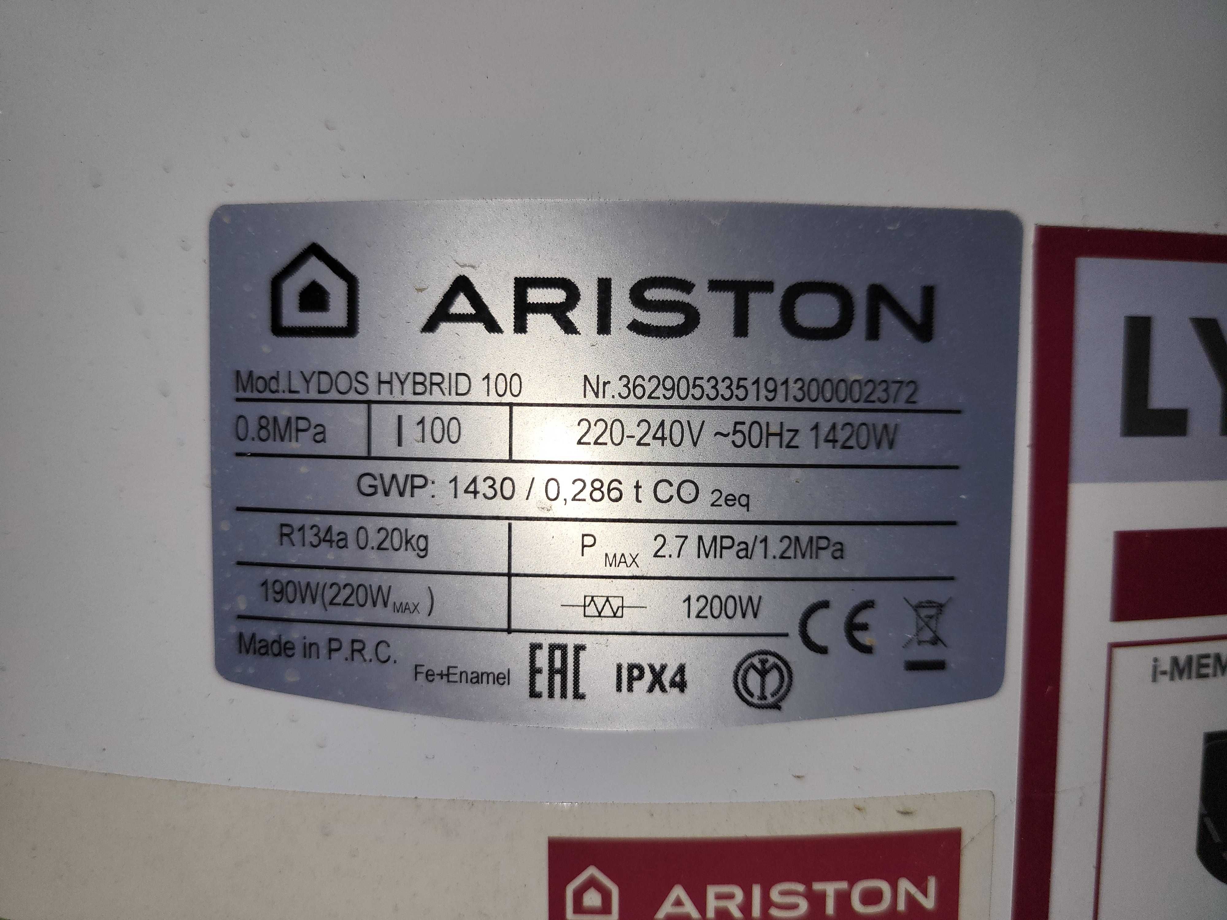 Termoacumulador Ariston Lydos Hibrid 100l