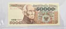 50000 zł STANISŁAW STASZIC PRL z 1989r. Seria AC stan (UNC I) idealny