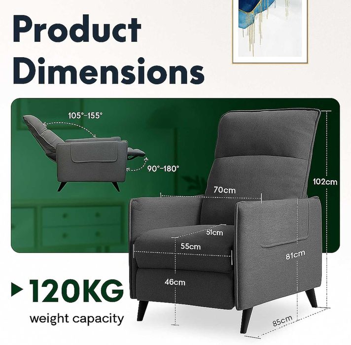 Nowy fotel wypoczynkowy / sofa regulowana / krzesło rozkładane !K418!