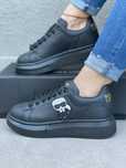 Czarne skórzane sneakersy Karl Lagerfeld modne dla kobiety 36-41