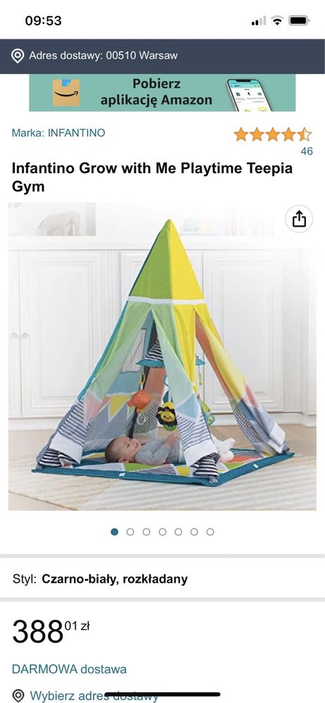 Tipi/ wigwam/ mata edukacyjna/ baby gym 4w 1 rosnaca z dzieckiem