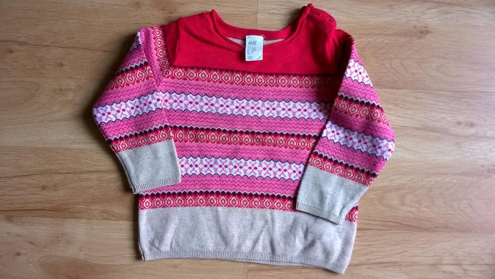kolorowy sweter h&m norweskie wzory rozm. 80