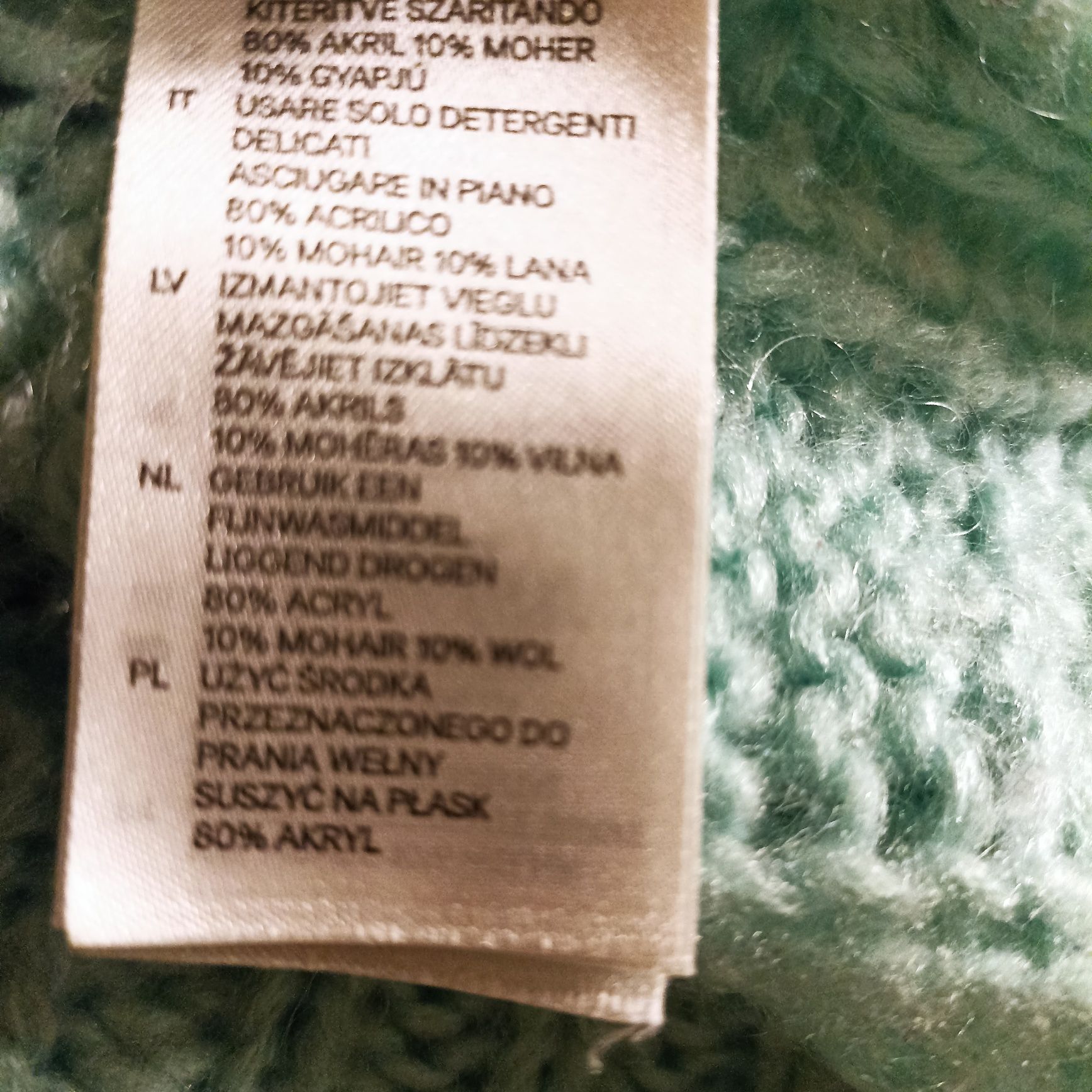 Sweter L-Xl H&M miętowy wełna piękny