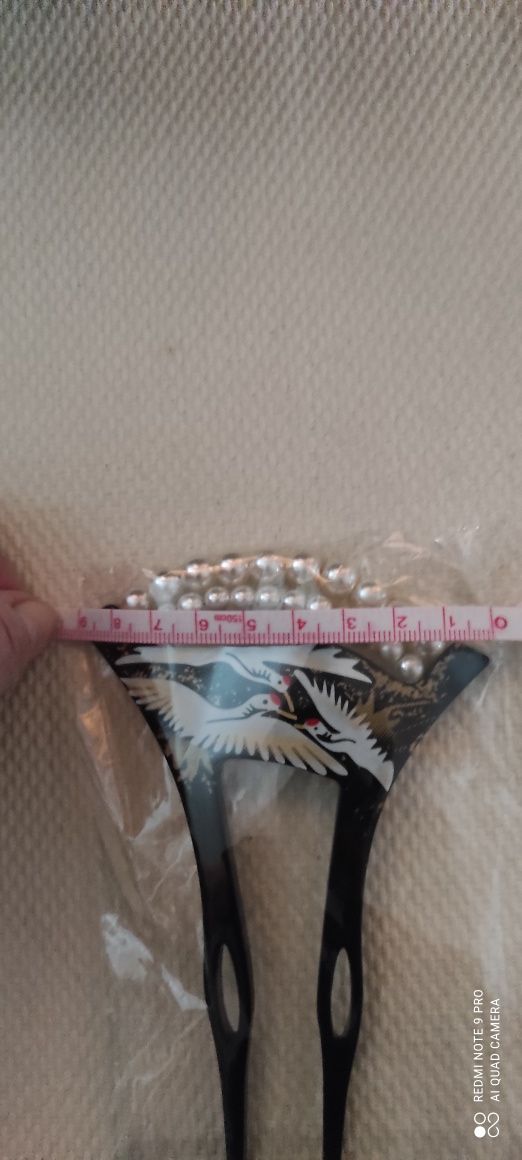 Bardzo ładna japońska spinka kanzashi do kimona lub yukaty  z żurawiam