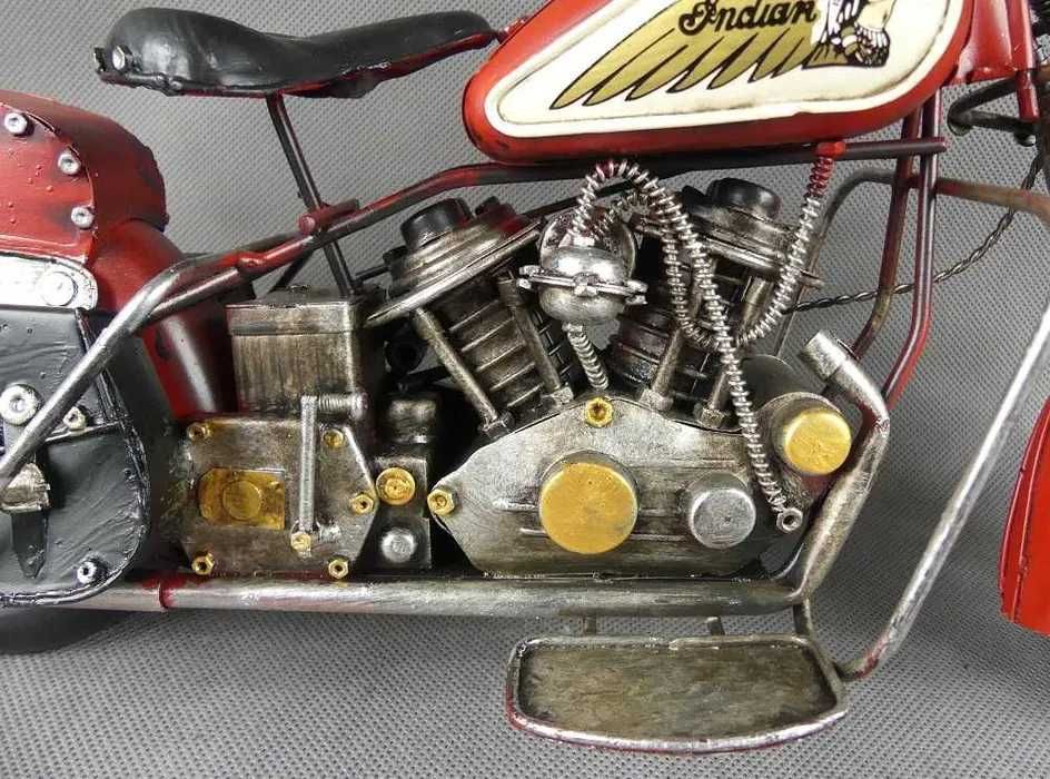 Duży Metalowy MOTOR retro INDIAN pojazd 43 cm motocykl