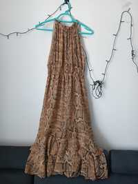 Sukienka letnia  ZARA wzór wężowy print zwierzęcy M falbanki wesele