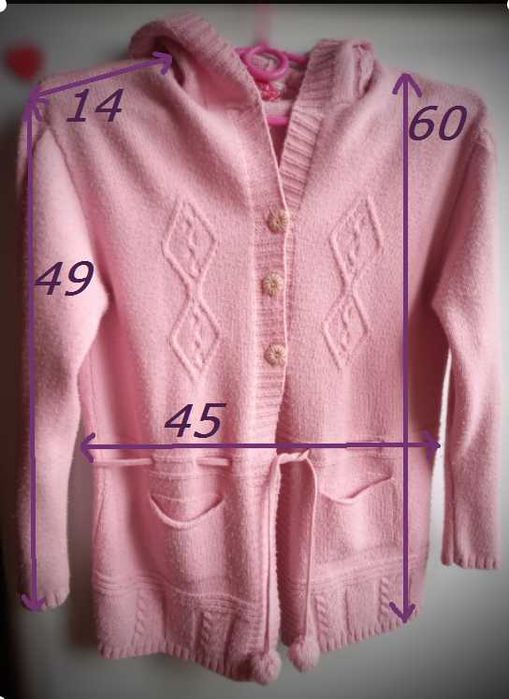 КОФТА *Barbie*/ КАРДИГАН / с капюшоном трикотажная / 8-10 лет+-
