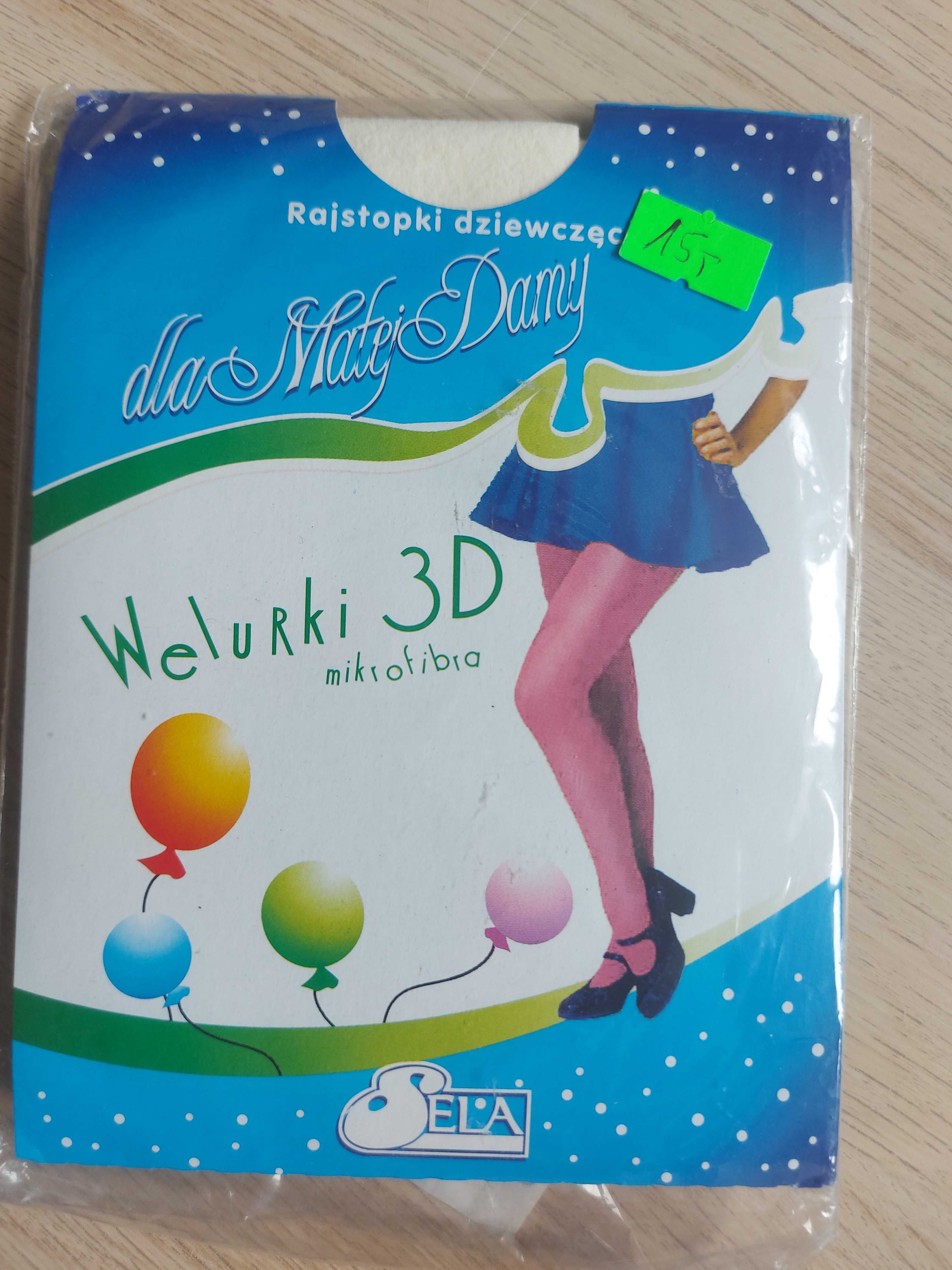 Rajstopy welurki 3d białe firmy Sela 80-86