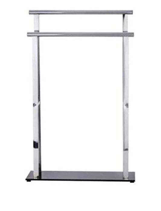 Wieszak na ręczniki ze stali nierdzewnej 47x6x80 cm srebrny/czarny