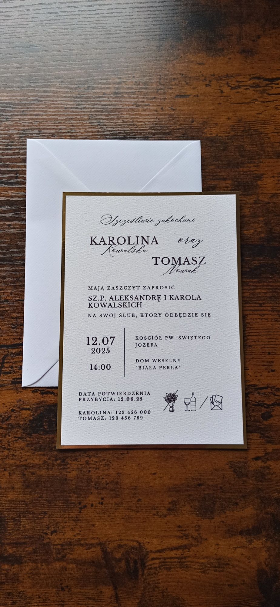 Zaproszenie na ślub z ramką