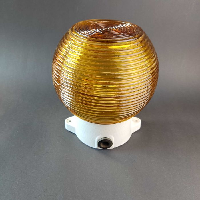 Plafon szklany miodowy na podst. ceramicznej - stan idealny - lata 70