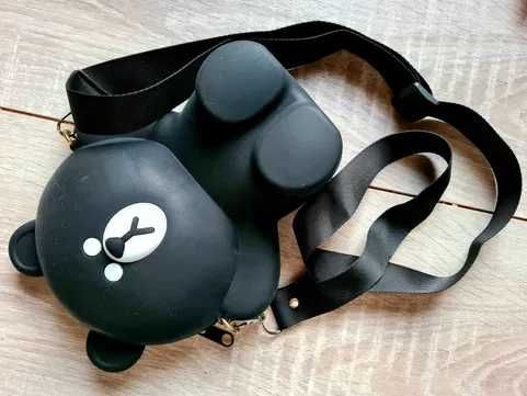 Silikonowa torebka gumowa Teddy czarna dla dziewczynki listonoszka
