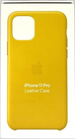 2 x skórzane oryginalne etui iPhone 11 Pro - żółte i zielone