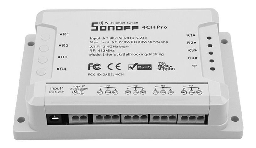 Comutador Wi-fi Sonoff 4ch Pro R2 Rf 433mhz