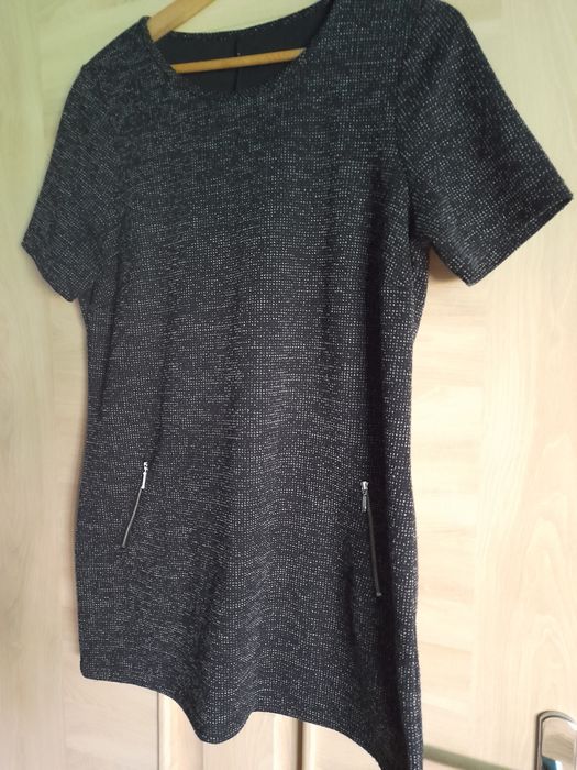 Tunika sukienka damska  czarno-biała L