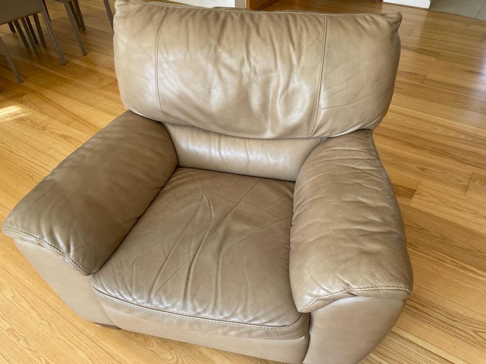 Komplet Natuzzi sofa narożnik i fotel plus podnóżek