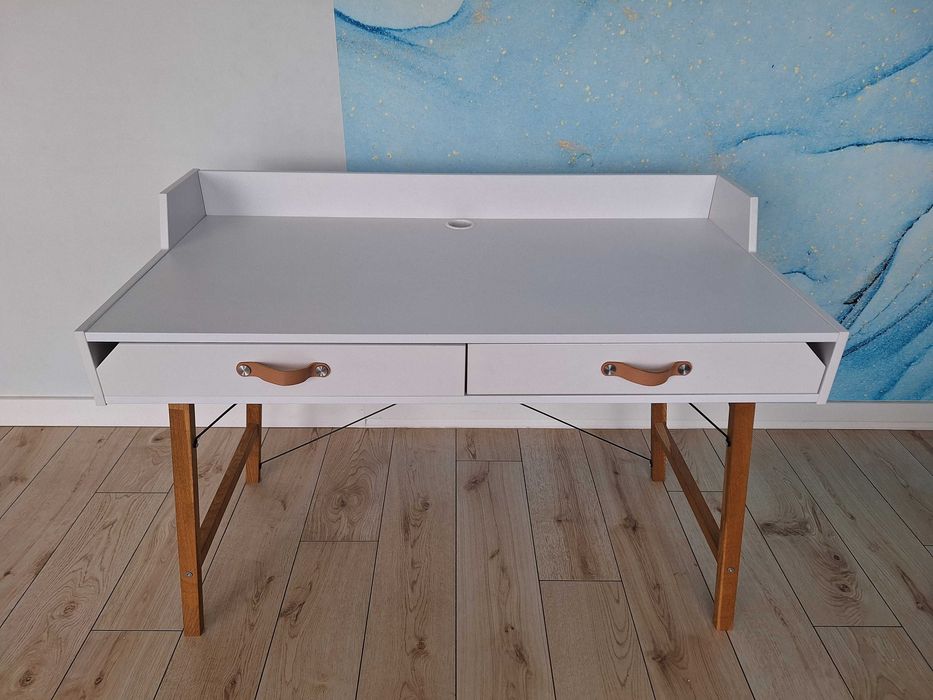 Biurko Bellamy Lotta 120x60 biały mat/dąb