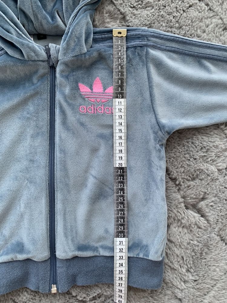 Adidas dres szary welurowy z kapturem roz  86