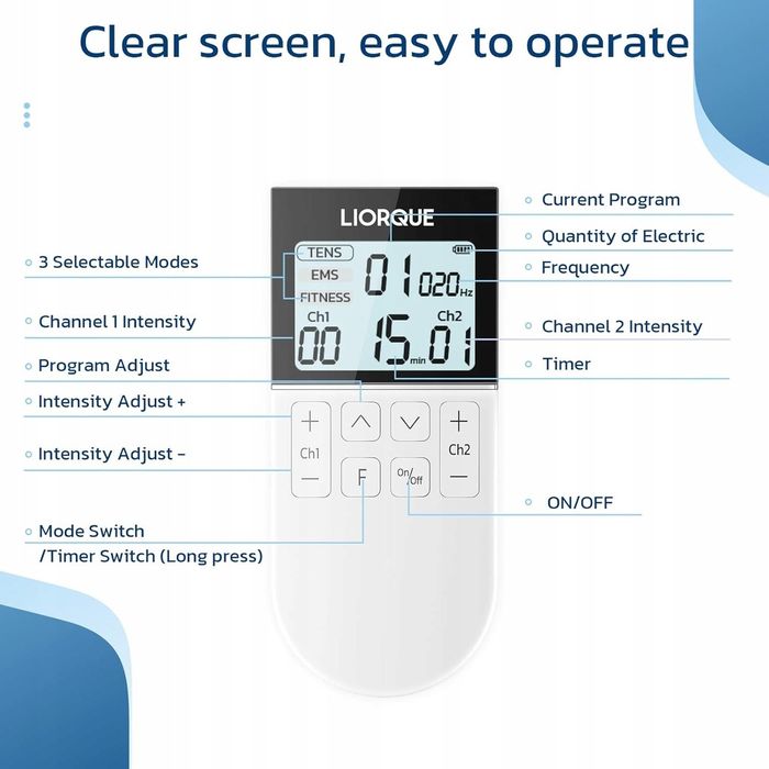 Elektrostymulator Mięśni EMS TENS Fitness LIORQUE KTR-2610