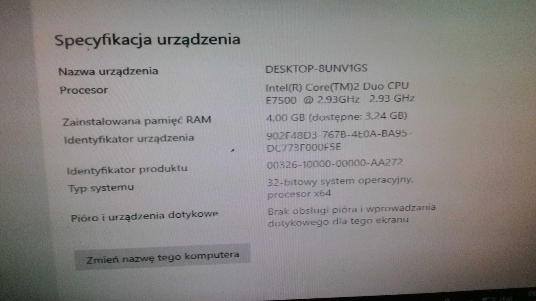 Intel Core 2 Duo E7500 2x2.93GHz HDD 500GB Komputer