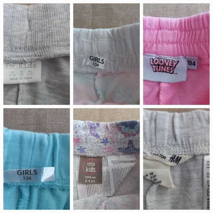 Spodenki dziewczęce bawełniane, Looney Tunes, H&M i in. Rozmiar 98-104