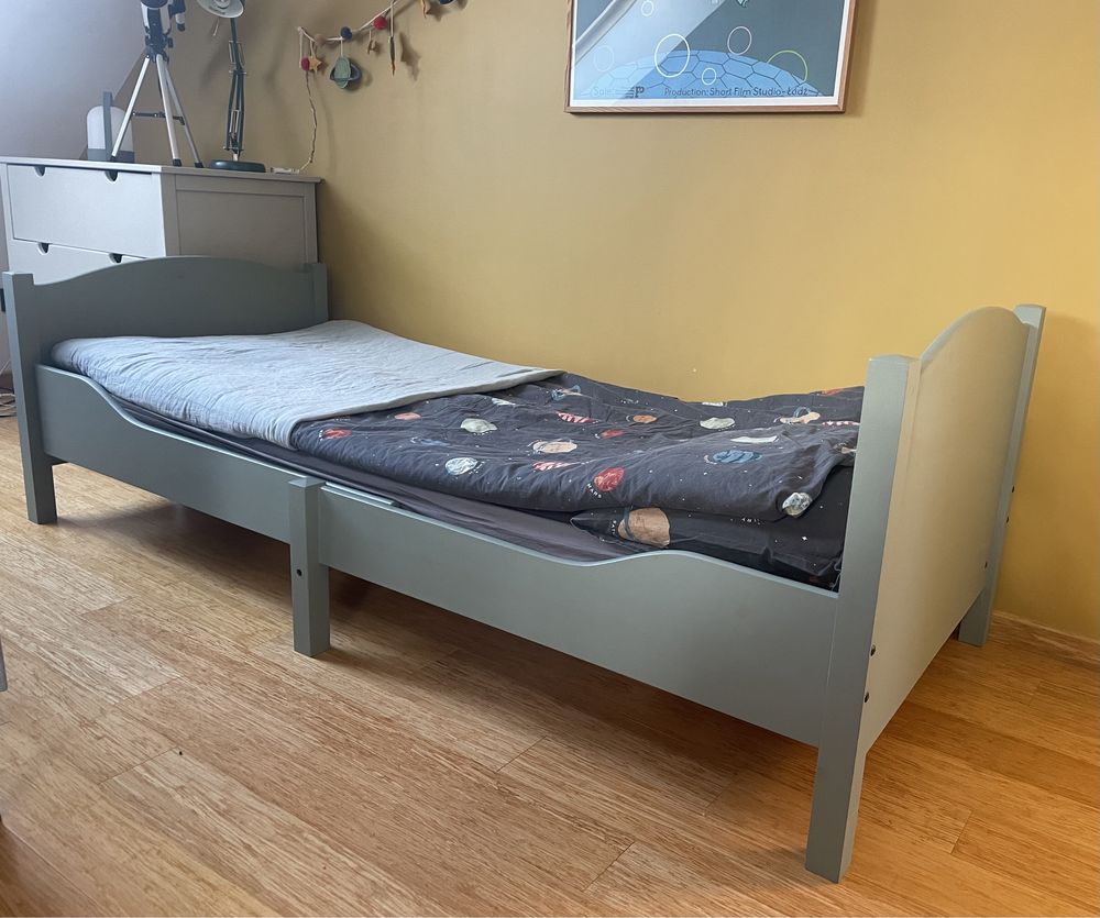 Łóżko ikea leksvik rosnące szałwiowy drewnine drewno regulowane
