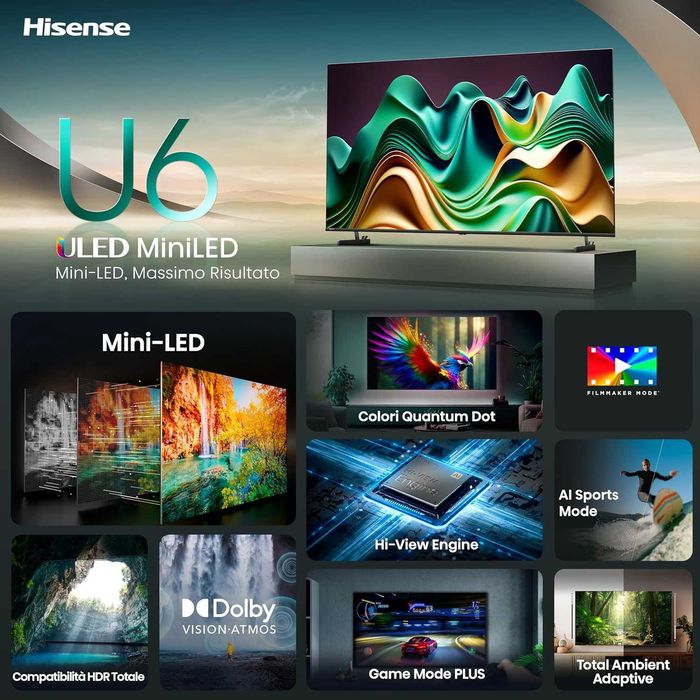 Телевізор Hisense Mini-LED  55U62NQ,4K Smart TV,VIDAA U7, Dolby Vision