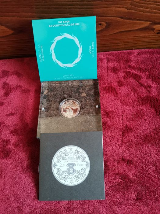 Moeda prata proof - 2,5€ "200 Anos da constituição' Portugal 2022