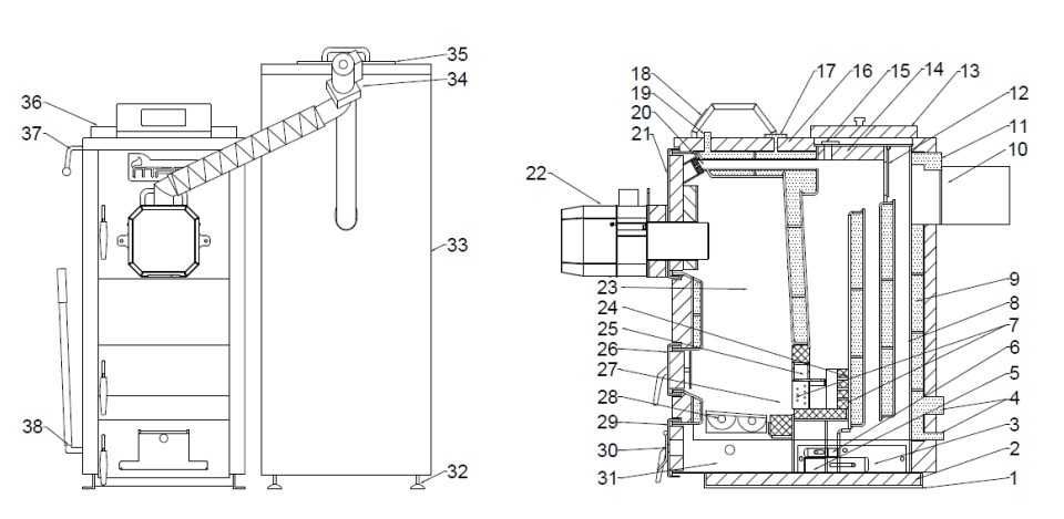 Kocioł hybrydowy, dwupaliwowy na pellet, drewno MPM Wood Pell 14 kW