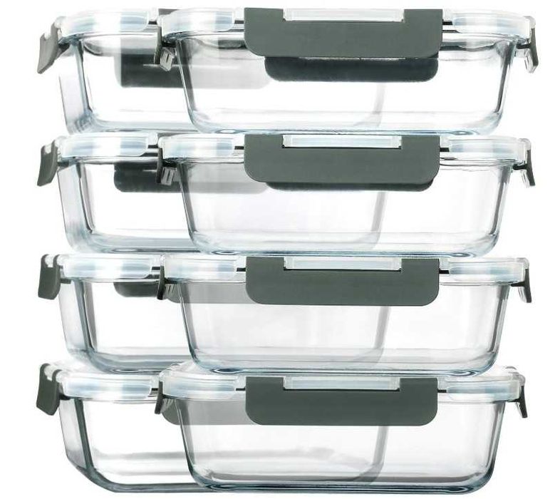 Zestaw 8 szklanych pojemników do przechowywania żywności 860ml