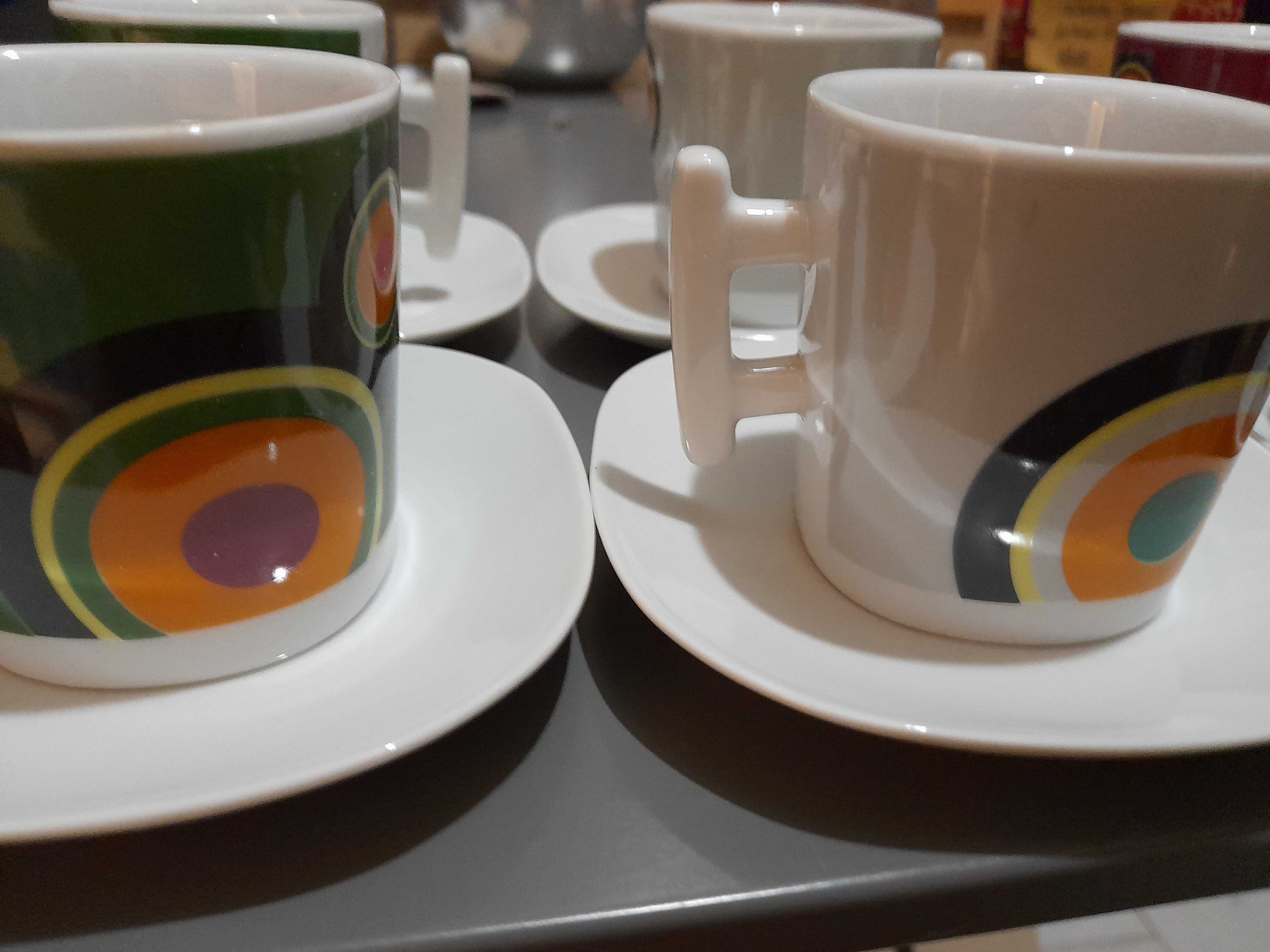 Serviço d café retro 6 chávenas pop arte em cerâmica em caixa original