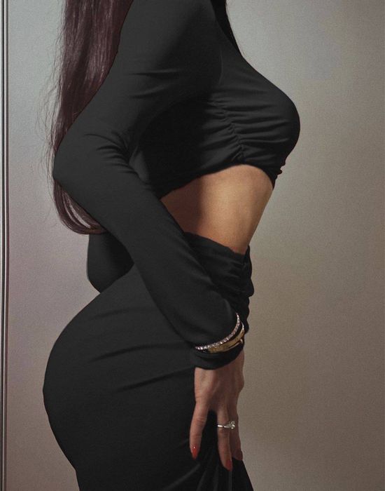 Жіноча сукня максі з вирізами чорна XS/S