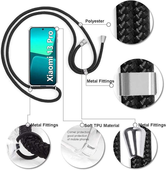 XCYYOO Xiaomi 13 Pro Etui + sznurek pasek torebka bezbarwne mocne