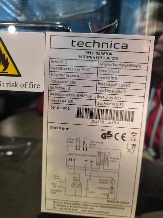 Lada chłodzenia cukiernicza