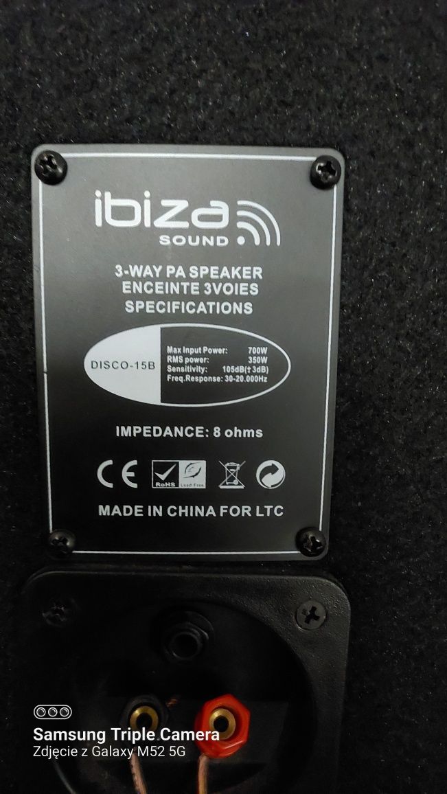 Głośnik estradowy Ibiza15" 38 cm. 1szt. 350Wat RMS /700 Wat MAX