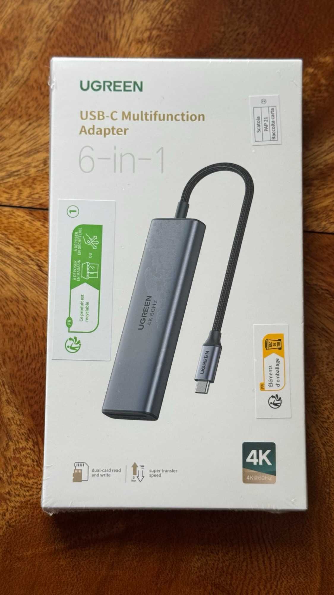 NOWY Ugreen CM511 – HUB USB-C 6w1 (HDMI 4K, LAN, PD 100W, SD, USB 3.0)